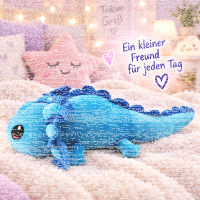 Axolotl Echse Molch Kuscheltier Figur Plüsch Tintenfisch Spiel Puppe XL 68 cm Plüschtier Püsch Wassertier blau