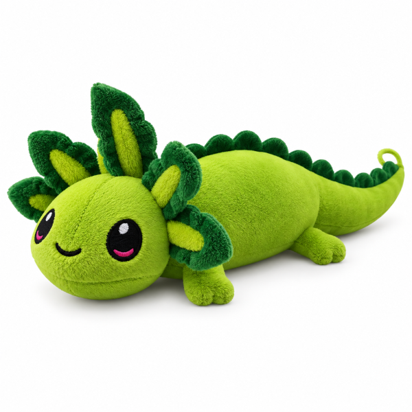 Axolotl Echse Molch Kuscheltier Figur Plüsch Tintenfisch Spiel Puppe XL 32 cm Plüschtier Püsch Wassertier grün