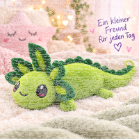 Axolotl Echse Molch Kuscheltier Figur Plüsch Tintenfisch Spiel Puppe XL 32 cm Plüschtier Püsch Wassertier grün