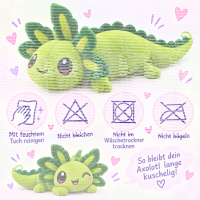 Axolotl Echse Molch Kuscheltier Figur Plüsch Tintenfisch Spiel Puppe XL 32 cm Plüschtier Püsch Wassertier grün