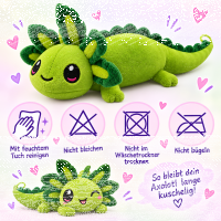 Axolotl Echse Molch Kuscheltier Figur Plüsch Tintenfisch Spiel Puppe XL 68 cm Plüschtier Püsch Wassertier grün