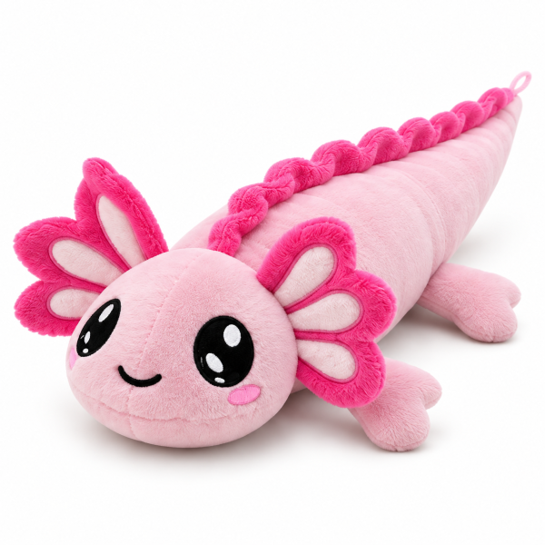 Axolotl Echse Molch Kuscheltier Figur Plüsch Tintenfisch Spiel Puppe XL 68 cm Plüschtier Püsch Wassertier rosa pink
