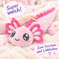 Axolotl Echse Molch Kuscheltier Figur Plüsch Tintenfisch Spiel Puppe XL 68 cm Plüschtier Püsch Wassertier rosa pink