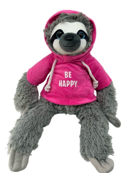 Faultier Kuscheltier XXL 50 cm Faultier Plüschtier Anime Kawaii Plush Stofftier Cute Plushies Plüschtiere Plushie Halloween Weihnachten Geschenke für Kinder (Faultier grau Be Happy pink)