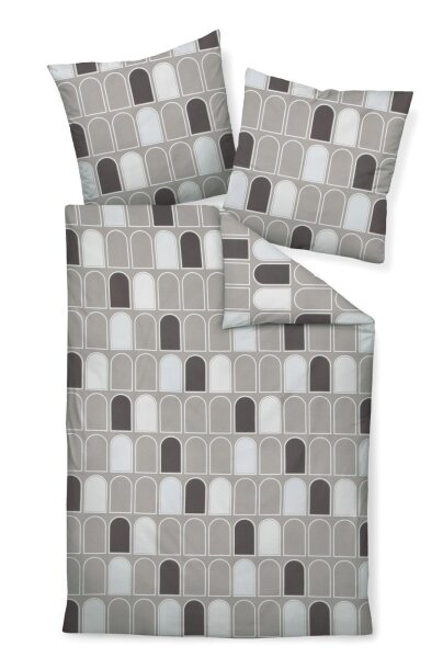Janine Mako-Satin Bettwäsche 2 teilig Bettbezug 240 x 220 cm Kopfkissenbezug 80 x 80 cm J. D. taupe