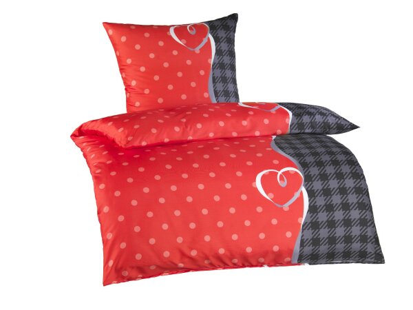 Optidream Mikrofaser Bettwäsche 135 x 200 cm Bettbezug Kopfkissenbezug 80 x 80 cm Cara rot