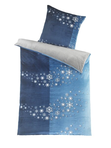 Optidream Mikrofaser Bettwäsche 135 x 200 cm Bettbezug Kopfkissenbezug 80 x 80 cm Sternenschweif blau grau grau