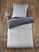 Optidream Mikrofaser Bettwäsche 135 x 200 cm Bettbezug Kopfkissenbezug 80 x 80 cm Anthrazit Silber grau
