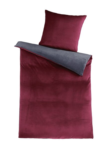 Optidream Mikrofaser Bettwäsche 135 x 200 cm Bettbezug Kopfkissenbezug 80 x 80 cm Anthrazit Bordeaux grau