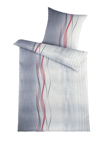 Optidream Mikrofaser Seersucker Bettwäsche 135 x 200 cm Bettbezug Kopfkissenbezug 80 x 80 cm Swing grau