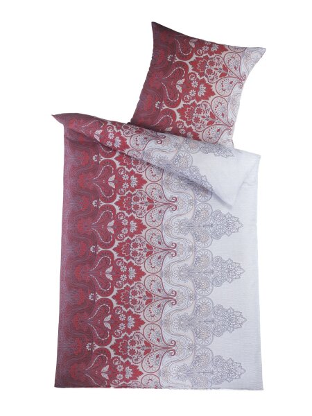 Optidream Mikrofaser Seersucker Bettwäsche 135 x 200 cm Bettbezug Kopfkissenbezug 80 x 80 cm Rabea rot