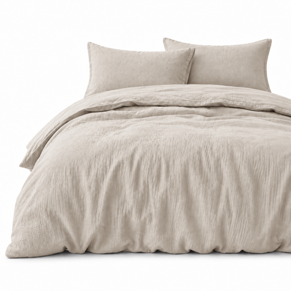Soma Musselin Bettwäsche 135 x 200 cm Bettbezug Kopfkissenbezug 80 x 80 cm Natur natur