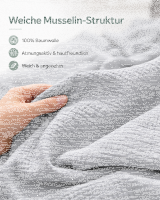 Soma Musselin Bettwäsche 135 x 200 cm Bettbezug Kopfkissenbezug 80 x 80 cm silber grau