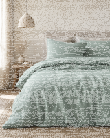 Soma Harmony Musselin Bettwäsche 135 x 200 cm + 80 x 80 cm Matcha Grün aus 100 % Baumwolle
