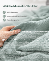 Soma Harmony Musselin Bettwäsche 135 x 200 cm + 80 x 80 cm Matcha Grün aus 100 % Baumwolle