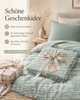 Soma Harmony Musselin Bettwäsche 135 x 200 cm + 80 x 80 cm Matcha Grün aus 100 % Baumwolle