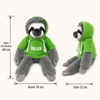 Soma Faultier Kuscheltier XXL 40 cm Faultier Pl&uuml;schtier Anime Kawaii Plush Stofftier Cute Plushies Pl&uuml;schtiere Plushie Halloween Weihnachten Geschenke f&uuml;r Kinder (Faultier grau 40 cm Relax gr&uuml;n)
