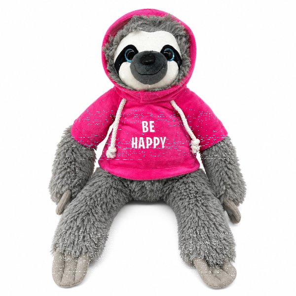 Soma Faultier Kuscheltier XXL 40 cm Pl&uuml;schtier Anime Kawaii Plush Stofftier Cute Plushies Plushie Halloween Weihnachten Geschenke f&uuml;r Kinder (Faultier grau 40 cm Be Happy pink)