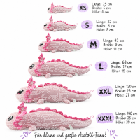 Axolotl Echse Molch Kuscheltier Figur Plüsch Tintenfisch Spiel Puppe XL 140 cm Plüschtier Püsch Wassertier (Axolotl rosa pink, 140 cm)