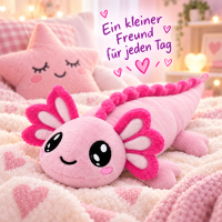 Axolotl Echse Molch Kuscheltier Figur Plüsch Tintenfisch Spiel Puppe XL 140 cm Plüschtier Püsch Wassertier (Axolotl rosa pink, 140 cm)