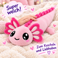 Axolotl Echse Molch Kuscheltier Figur Plüsch Tintenfisch Spiel Puppe XL 140 cm Plüschtier Püsch Wassertier (Axolotl rosa pink, 140 cm)