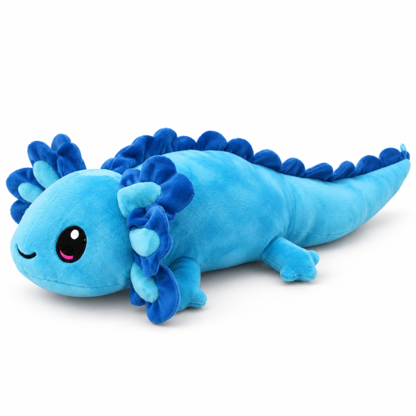 Axolotl Echse Molch Kuscheltier Figur Plüsch Tintenfisch Spiel Puppe XL 140 cm Plüschtier Püsch Wassertier Axolotl blau, 140 cm