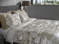 Heckett and Lane Mako Satin Fabiola Bettwäsche 135 Off-White Flowers Off-white 1 Bettbezug 135x200cm + 1 Kissenbezug 80x80cm