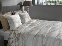 Heckett and Lane Mako Satin Fabiola Bettwäsche 135 Off-White Flowers Off-white 1 Bettbezug 135x200cm + 1 Kissenbezug 80x80cm