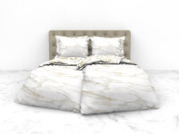 Heckettlane Mako Satin Fabiola Bettwäsche 155 Off-White 1 Bettbezug 155x220cm with 1 Kissenbezug 80x80cm