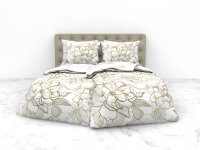 Heckettlane Mako Satin Fabiola Bettwäsche 155 Off-White 1 Bettbezug 155x220cm with 1 Kissenbezug 80x80cm