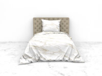 Heckettlane Mako Satin Fabiola Bettwäsche 155 Off-White 1 Bettbezug 155x220cm with 1 Kissenbezug 80x80cm