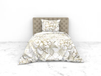 Heckettlane Mako Satin Fabiola Bettwäsche 155 Off-White 1 Bettbezug 155x220cm with 1 Kissenbezug 80x80cm