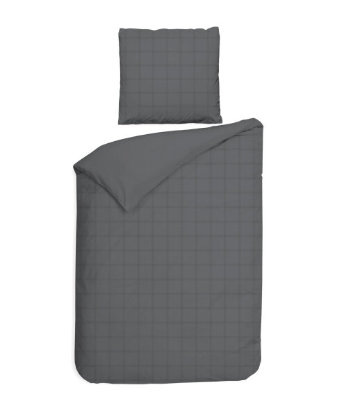 Heckett and Lane Mako Satin Diamante Bettwäsche 155 Classic Anthracite  Classic-Anthracite 1 Bettbezug 155x220cm + 1 Kissenbezug 80x80cm
