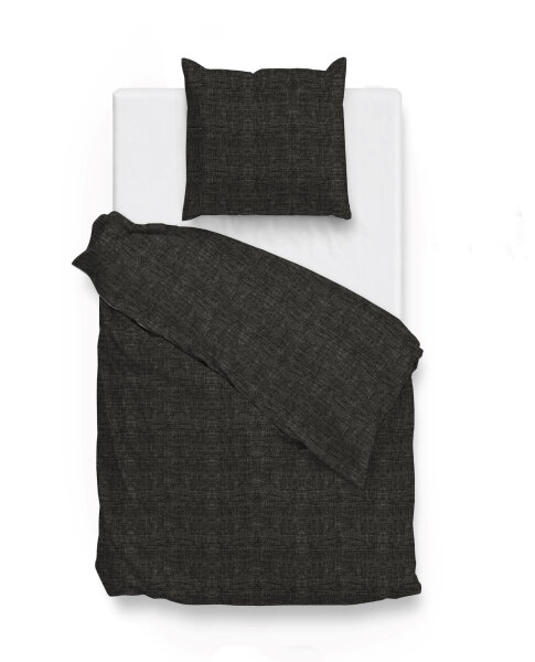Zo!Home  Lino Bettwäsche 155 Midnight Black Uni Midnight-Black 1 Bettbezug 155x220cm + 1 Kissenbezug 80x80cm