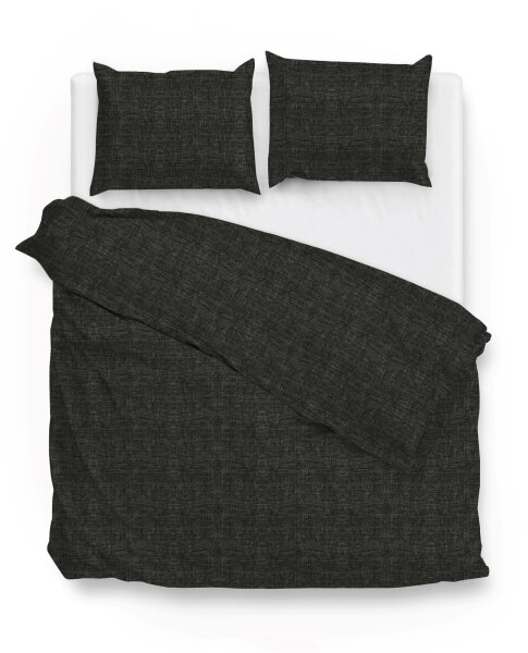 Zo!Home  Lino Bettwäsche 200 Midnight Black Uni Midnight-Black 1 Bettbezug 200x200cm + 2 Kissenbezug 80x80cm