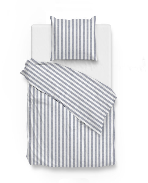 Zo!Home  Banda di Lino Bettwäsche 135 Denim Striped Denim 1 Bettbezug 135x200cm + 1 Kissenbezug 80x80cm