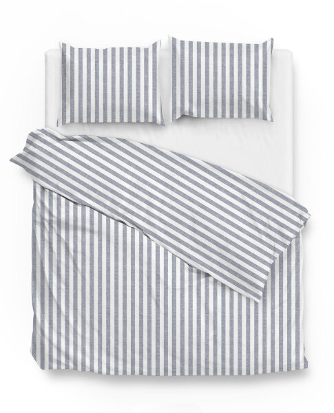 Zo!Home  Banda di Lino Bettwäsche 200 Denim Striped Denim 1 Bettbezug 200x200cm + 2 Kissenbezug 80x80cm