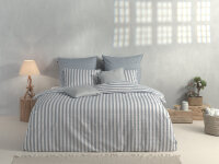 Zo!Home  Banda di Lino Bettwäsche 200 Denim Striped Denim 1 Bettbezug 200x200cm + 2 Kissenbezug 80x80cm