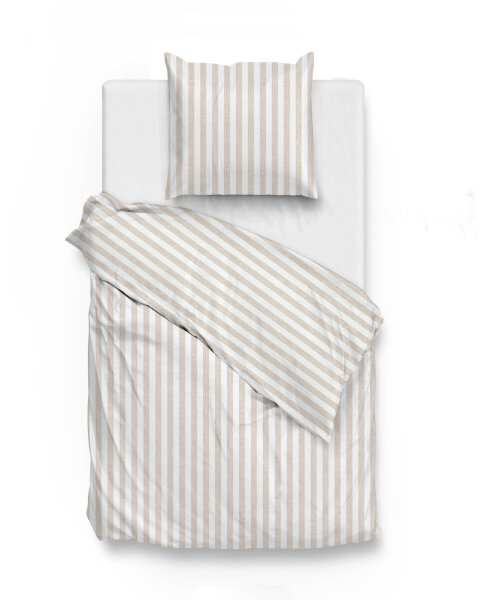 Zo!Home  Banda di Lino Bettwäsche 155 Sandy Beige Striped Sandy-Beige 1 Bettbezug 155x220cm + 1 Kissenbezug 80x80cm