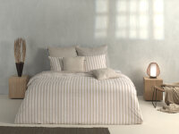 Zo!Home  Banda di Lino Bettwäsche 155 Sandy Beige Striped Sandy-Beige 1 Bettbezug 155x220cm + 1 Kissenbezug 80x80cm