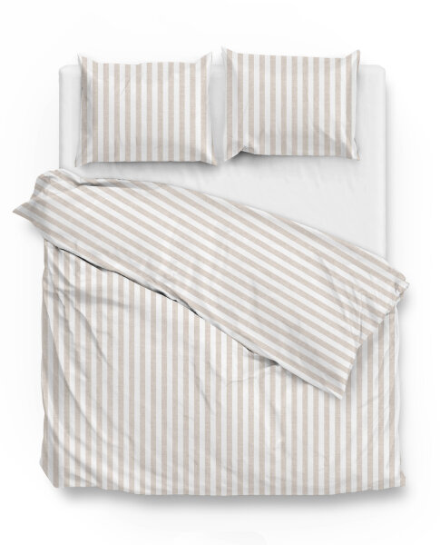 Zo!Home  Banda di Lino Bettwäsche 200 Sandy Beige Striped Sandy-Beige 1 Bettbezug 200x200cm + 2 Kissenbezug 80x80cm