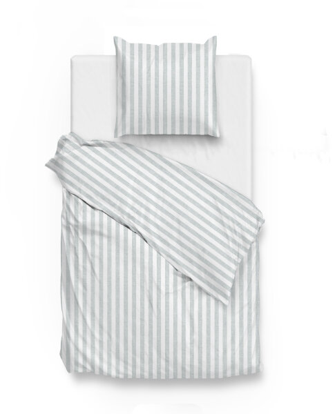 Zo!Home  Banda di Lino Bettwäsche 135 Mint Green Striped Mint-Green 1 Bettbezug 135x200cm + 1 Kissenbezug 80x80cm