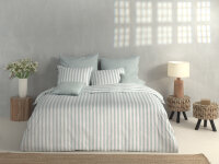 Zo!Home  Banda di Lino Bettwäsche 155 Mint Green Striped Mint-Green 1 Bettbezug 155x220cm + 1 Kissenbezug 80x80cm