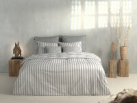 Zo!Home  Banda di Lino Bettwäsche 155 Dove Grey Striped Dove-Grey 1 Bettbezug 155x220cm + 1 Kissenbezug 80x80cm