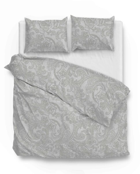 Zo!Home  Paisley di Lino Bettwäsche 200 Dove Grey Abstract Dove-Grey 1 Bettbezug 200x200cm + 2 Kissenbezug 80x80cm
