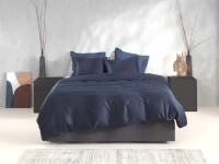 Zo!Home Mako Satin Satinado Bettwäsche 135 Navy Blue Uni Navy-Blue 1 Bettbezug 135x200cm + 1 Kissenbezug 80x80cm