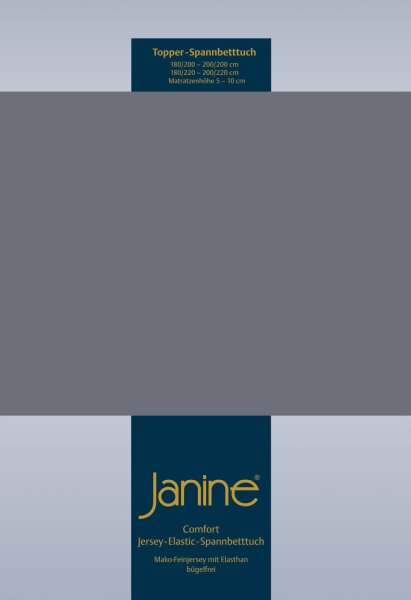 Janine Elastic-Jersey, 95% Baumwolle, 5% Elasthan Spannbettlaken TO SpB. 150x200 1 teilig  TOPPER 5001-48-386 opalgrau