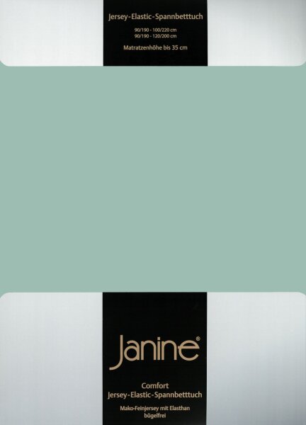 Janine Elastic-Jersey, 95% Baumwolle, 5% Elasthan Spannbettlaken SpB.  150x200 1 teilig  ELASTIC-JERSEY 5002-36-386 rauchgrün