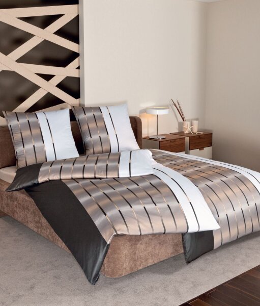 Janine Mako-Satin Bettwäsche 200x220 2x80x80 3 teilig  MILANO 45026-07-622 kaffee