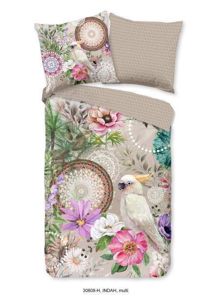 HIP Mako Satin Bettwäsche 135 X 200 cm + 1 x 80 X 80 cm Indah natur